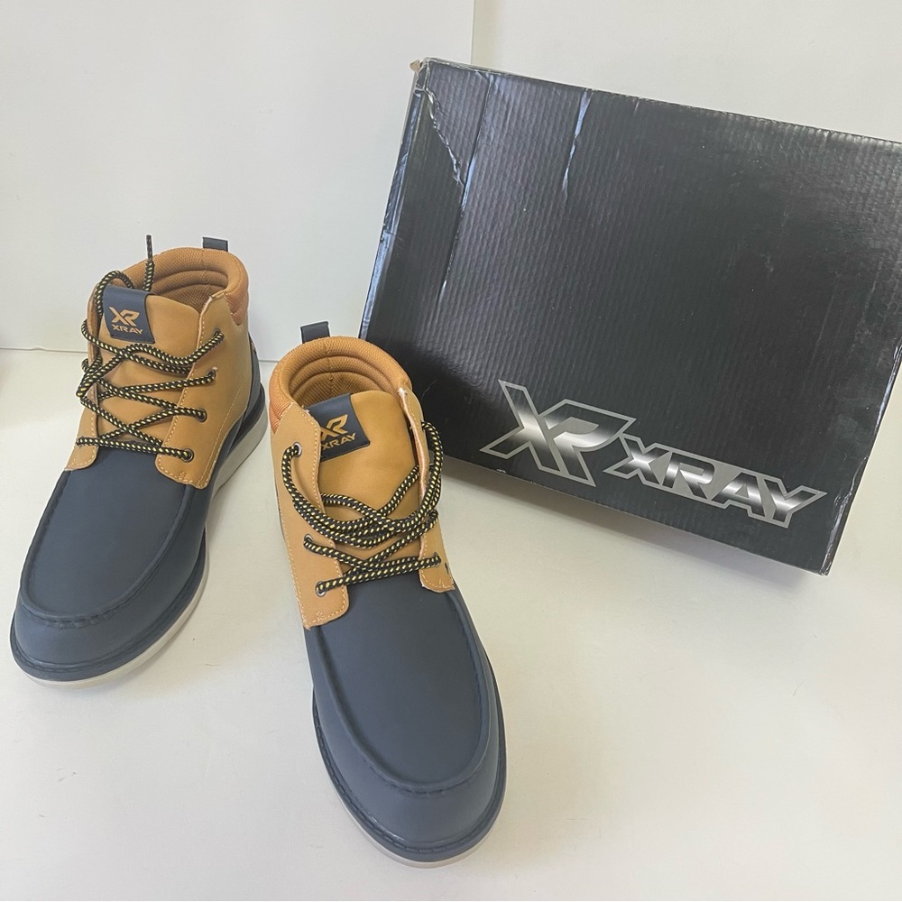 X-RAY Mens Dahil Lace Up Boots In Navy & Tan Color - New In Box - Reemoly